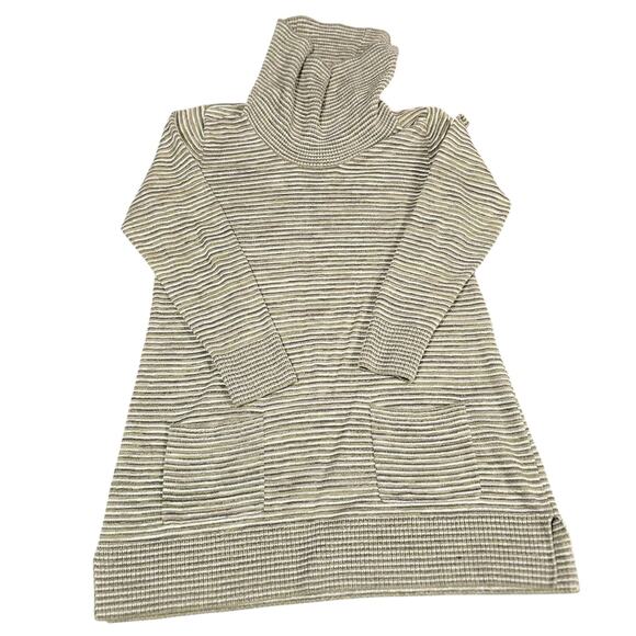 eight eight eight Sweater Womens Medium Green Striped Cowl Neck Tunic Pockets - Picture 1 of 5